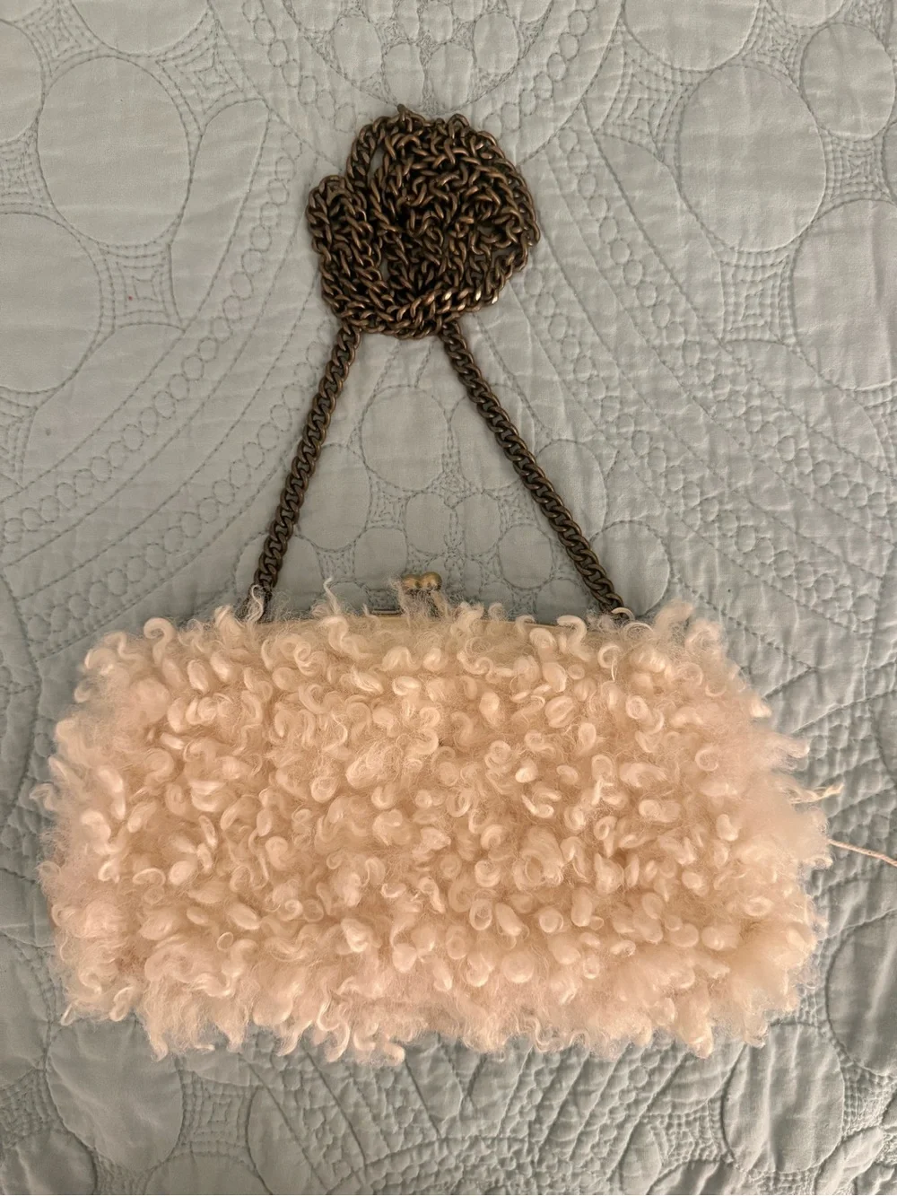 Universal Thread Blush Curly Shearling Chain Clutch